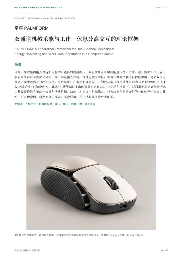 双通道采能交互 · 理论论文封面