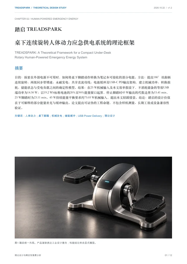 人体动力应急供电 · 理论论文封面
